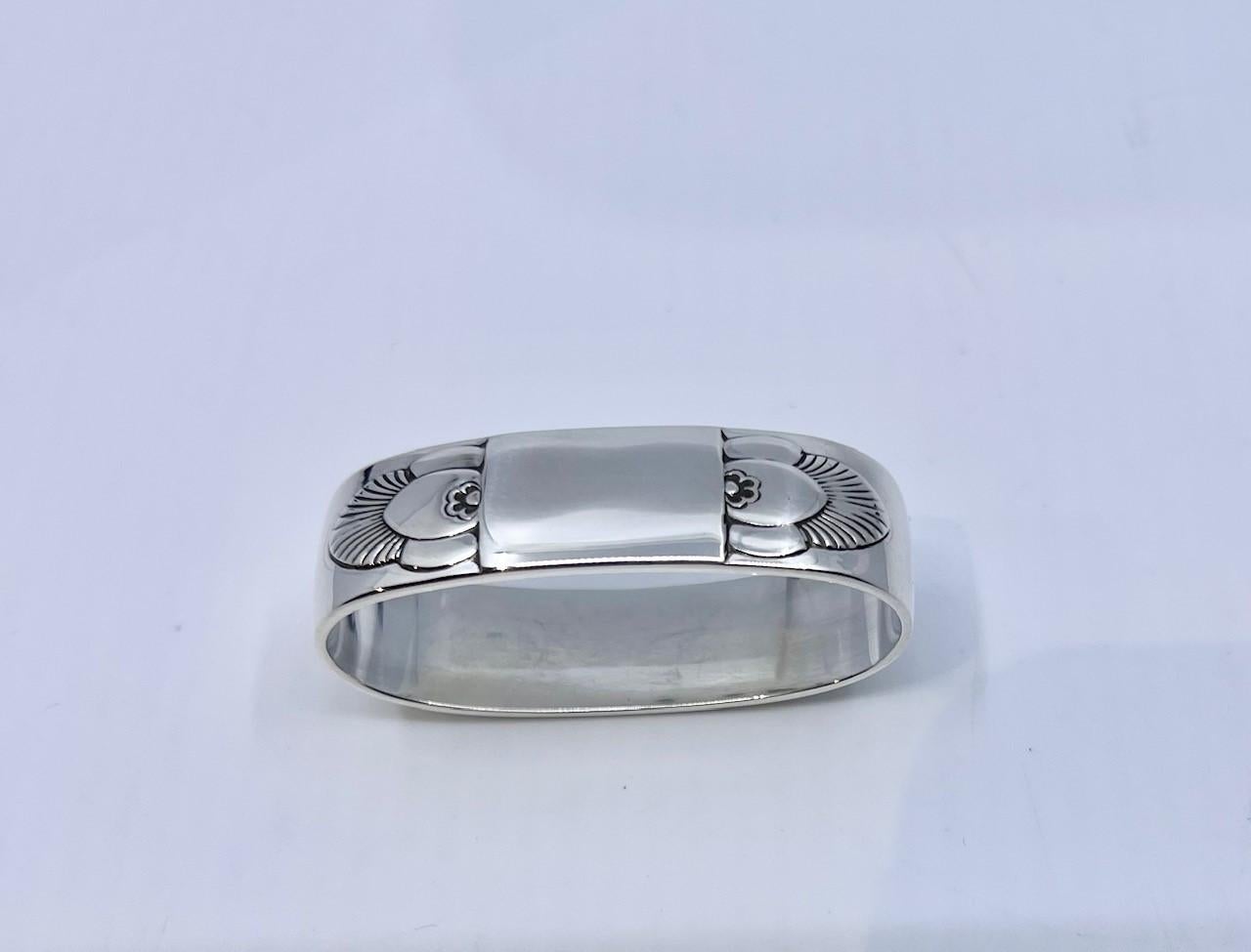 Art Deco Georg Jensen Cactus Sterling Silver Napkin Ring 81B For Sale