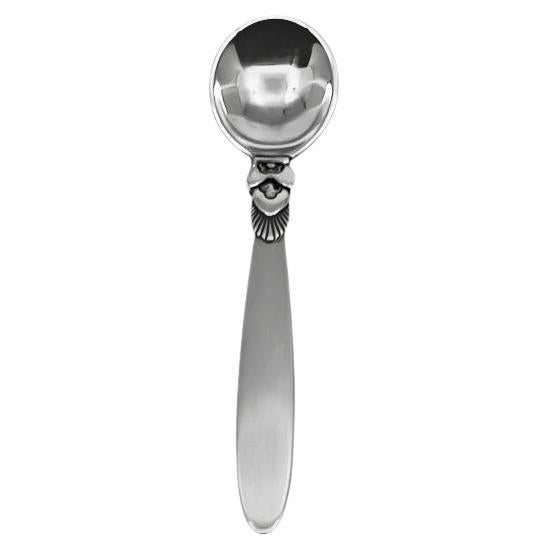 Georg Jensen Cactus Sterling Silver Salt Spoon 104 For Sale