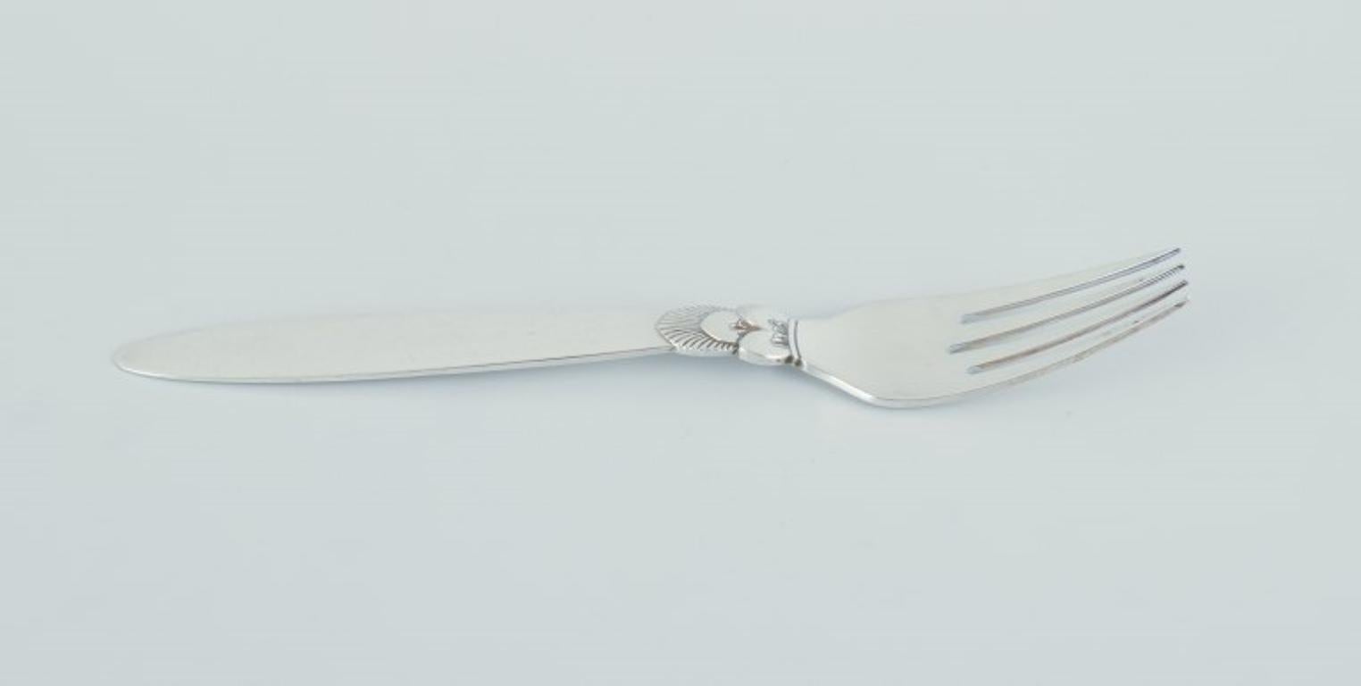 Art Deco Georg Jensen Cactus. Two dinner forks in sterling silver. 