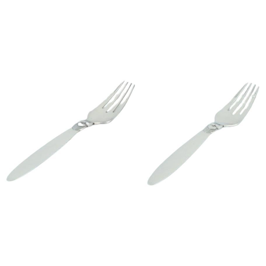 Georg Jensen Cactus. Two dinner forks in sterling silver. 