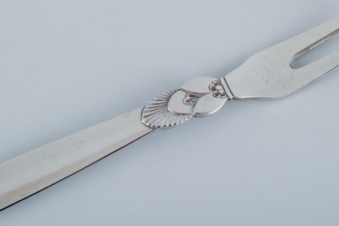 Georg Jensen, Cactus, two sterling silver appetizer forks/herring forks.  In Excellent Condition For Sale In Copenhagen, DK