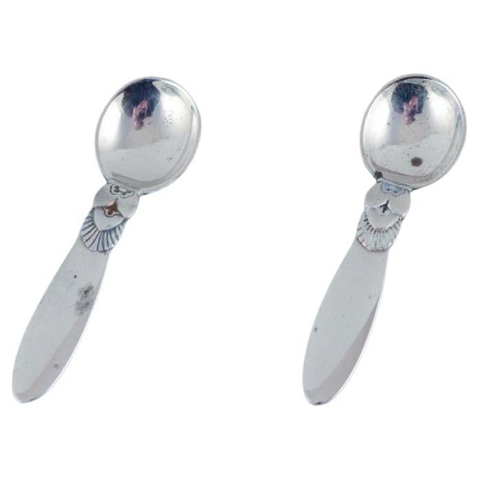Georg Jensen, Cactus, two sterling silver salt spoons. For Sale