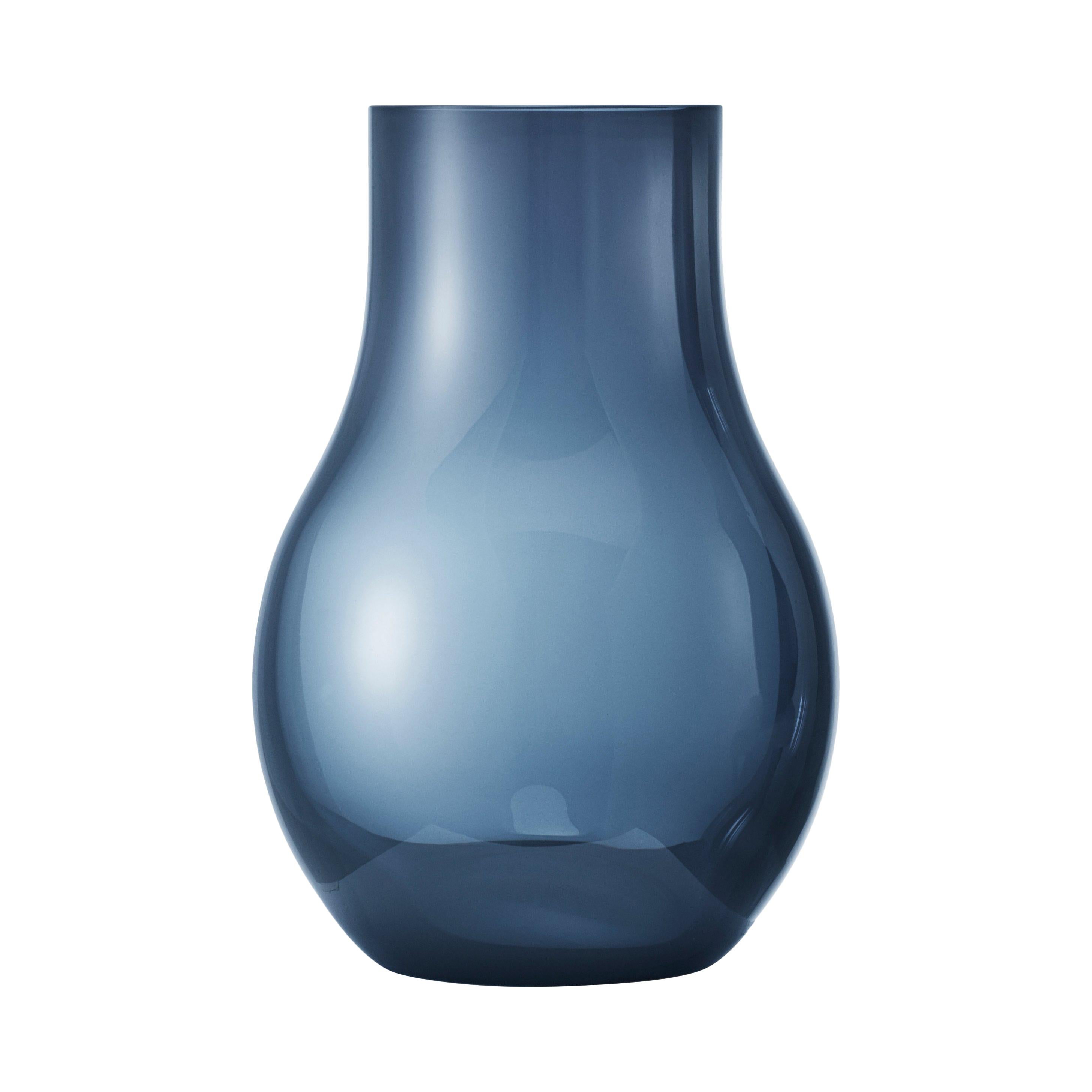 Georg Jensen: mittelgroße Cafu-Vase aus blauem Glas von Holmbäck Nordentoft im Angebot