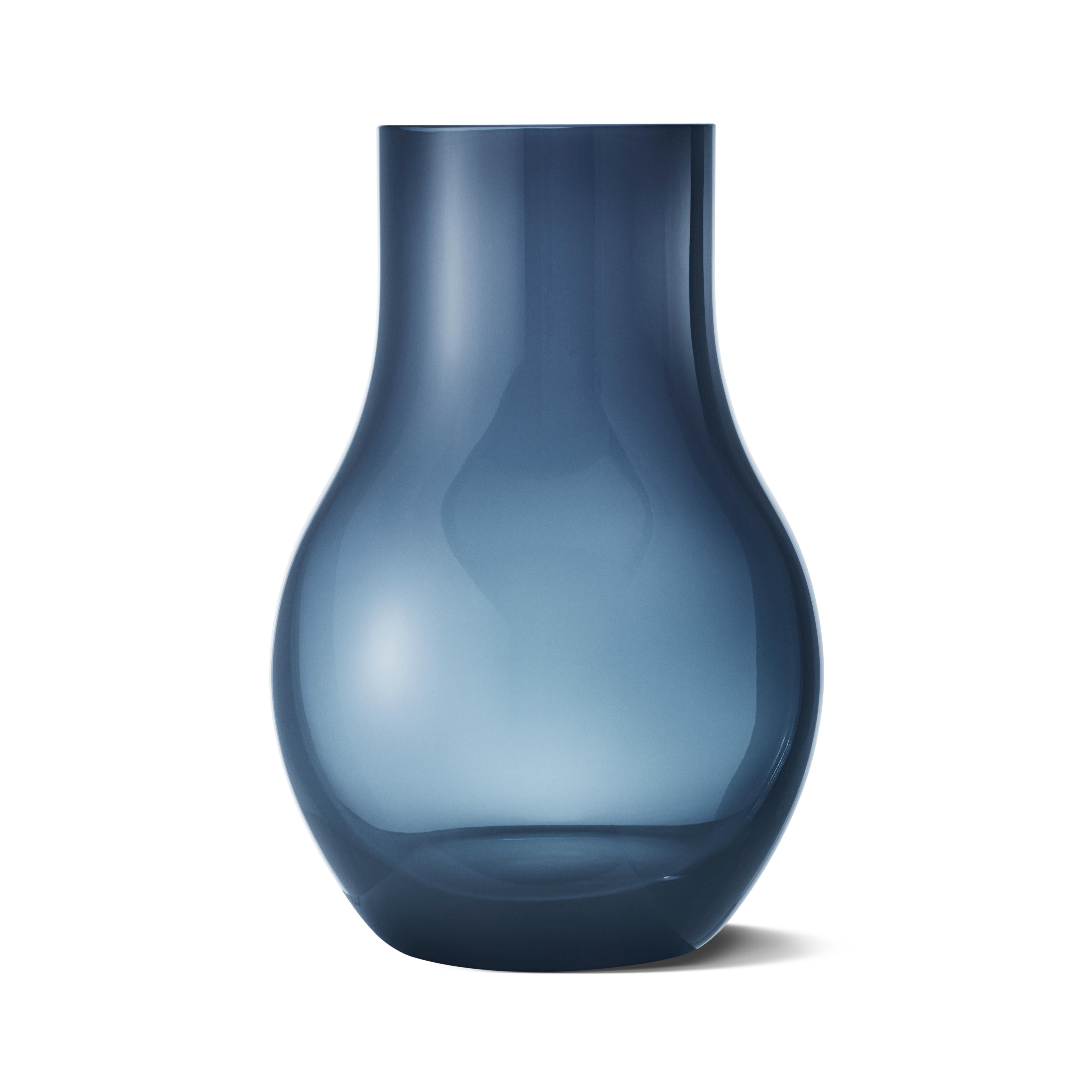 Georg Jensen Cafu Medium Vase in Blue Glass by Holmbäck Nordentoft For Sale  at 1stDibs