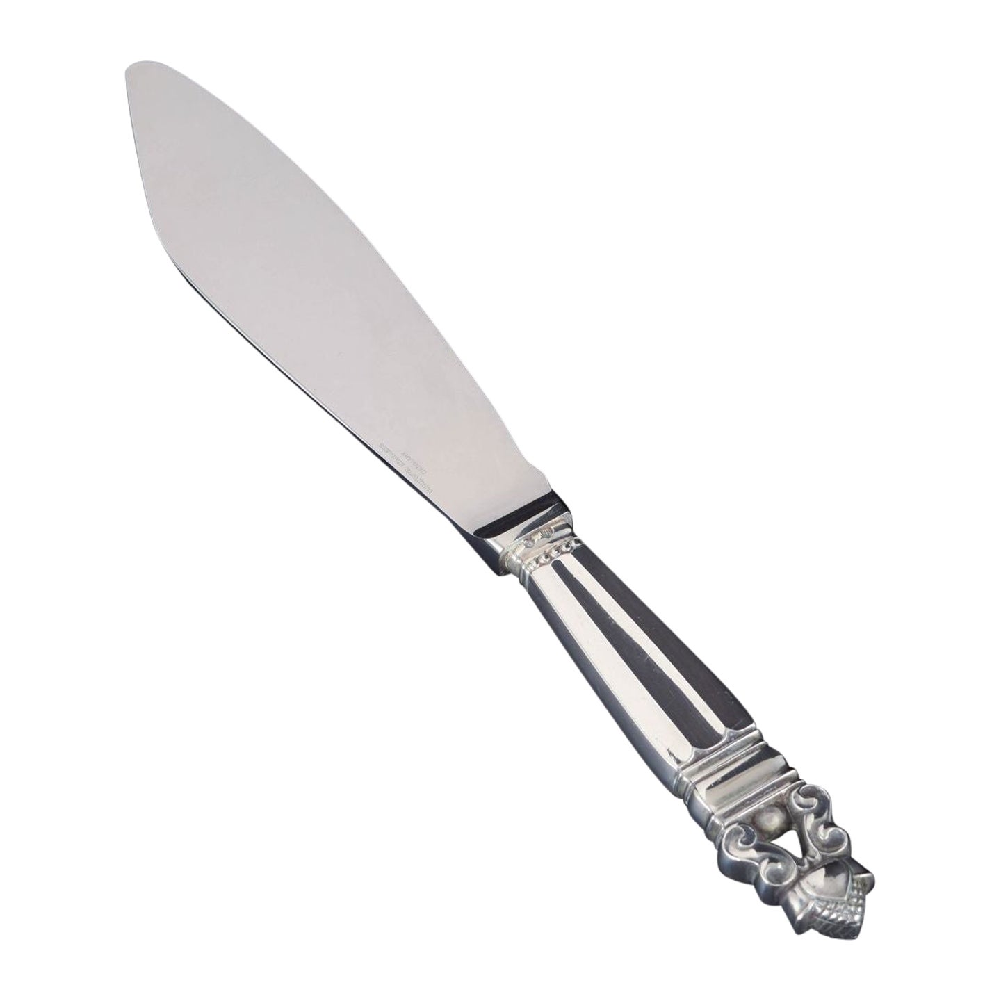 Georg Jensen. Cake knife, “Acorn / Konge”. Sterling silver and stainless steel. For Sale