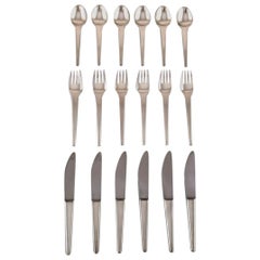 Georg Jensen Caravel Dinner Service in Sterling Silver, Dinner Set for 6 People