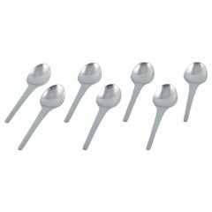 Georg Jensen, Caravel, set of seven dessert spoons in sterling silver.