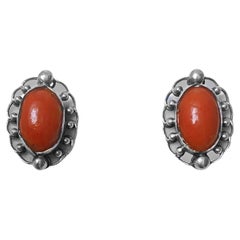 Vintage Georg Jensen Carnelian Earrings Post 1945