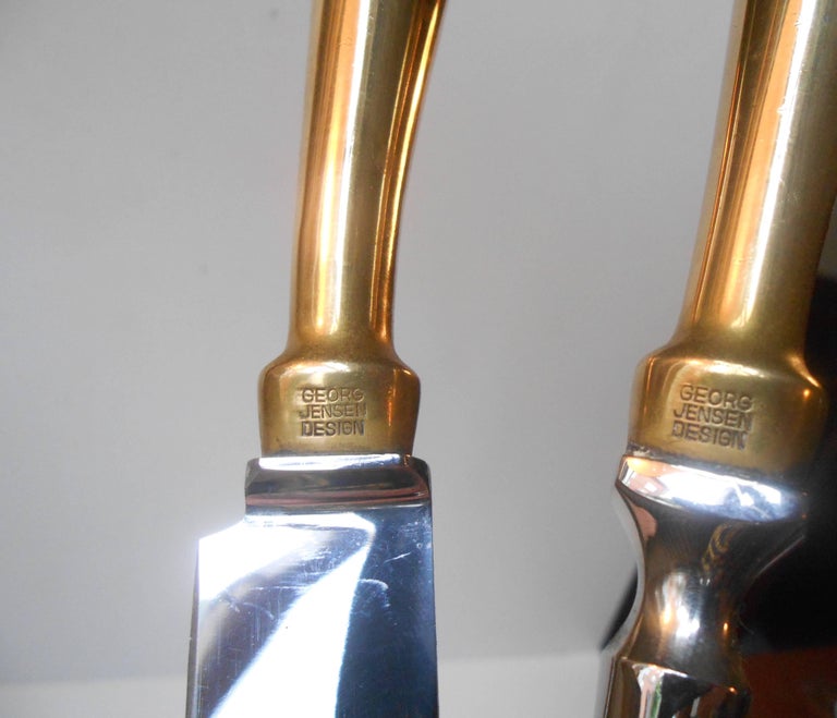 Jensen Carving Set with Organically Shaped Solid Brass Handles