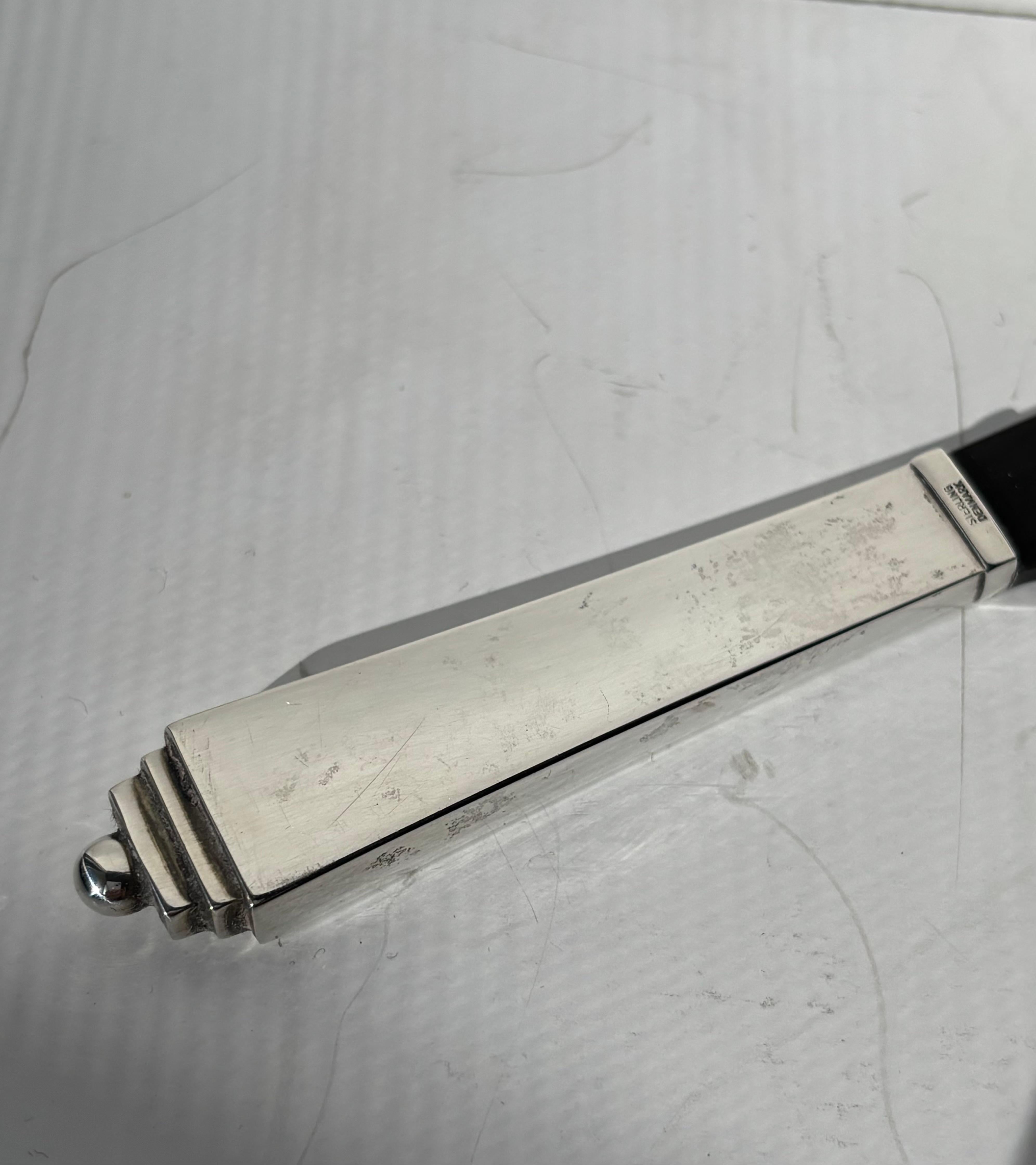 Fatto a mano Coltello da caviale/burro Georg Jensen in argento sterling e Horn in vendita