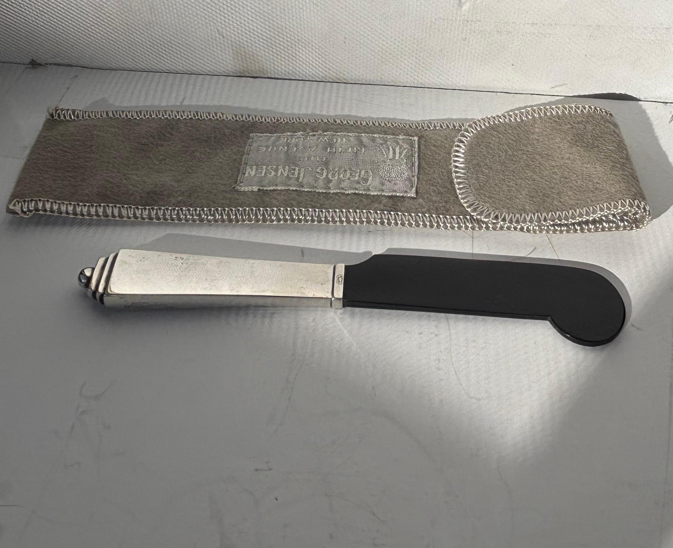 Coltello da caviale/burro Georg Jensen in argento sterling e Horn In condizioni buone in vendita a Los Angeles, CA