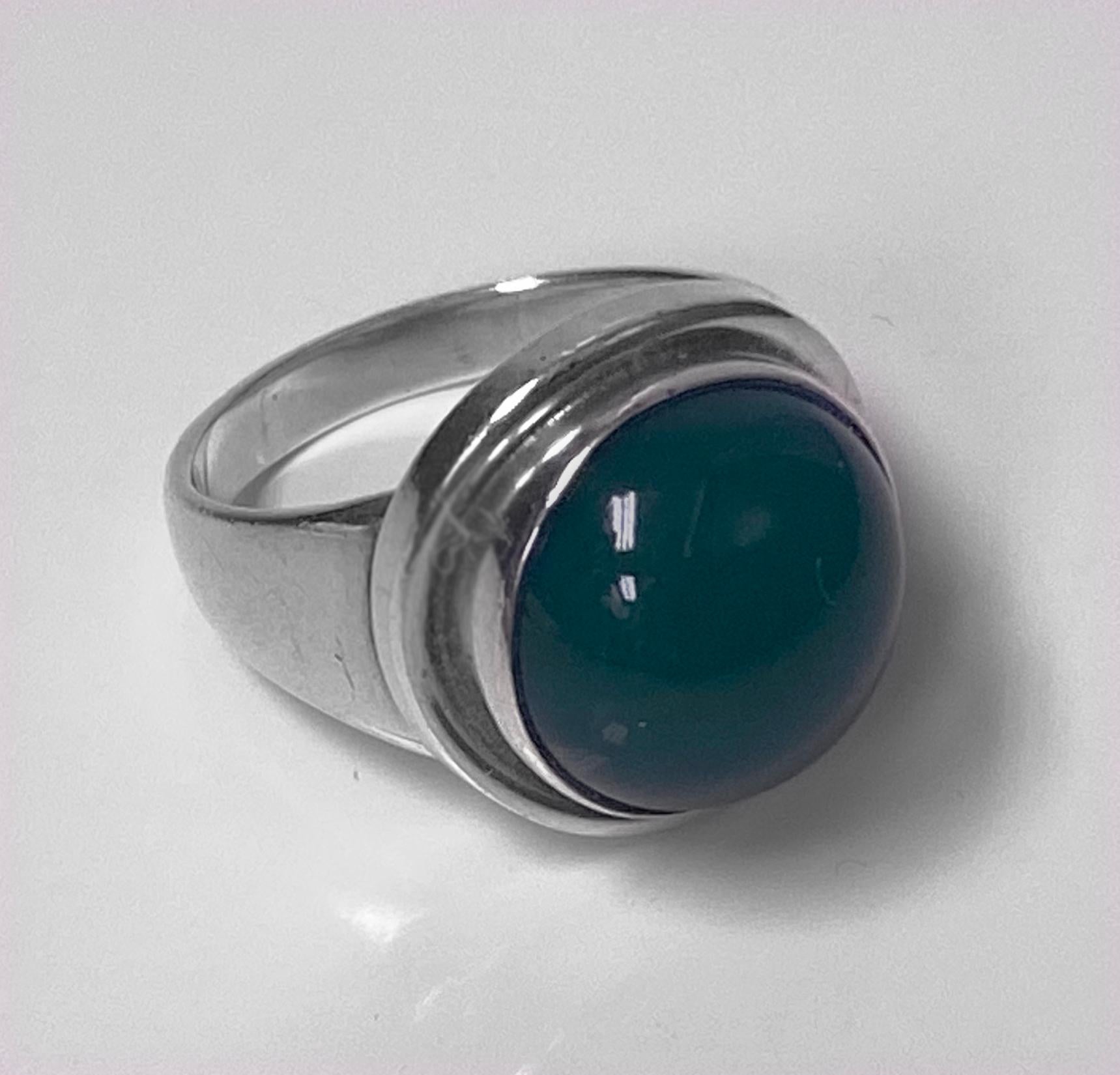 Modern Georg Jensen Chrysoprase Sterling Silver Ring, C.1970