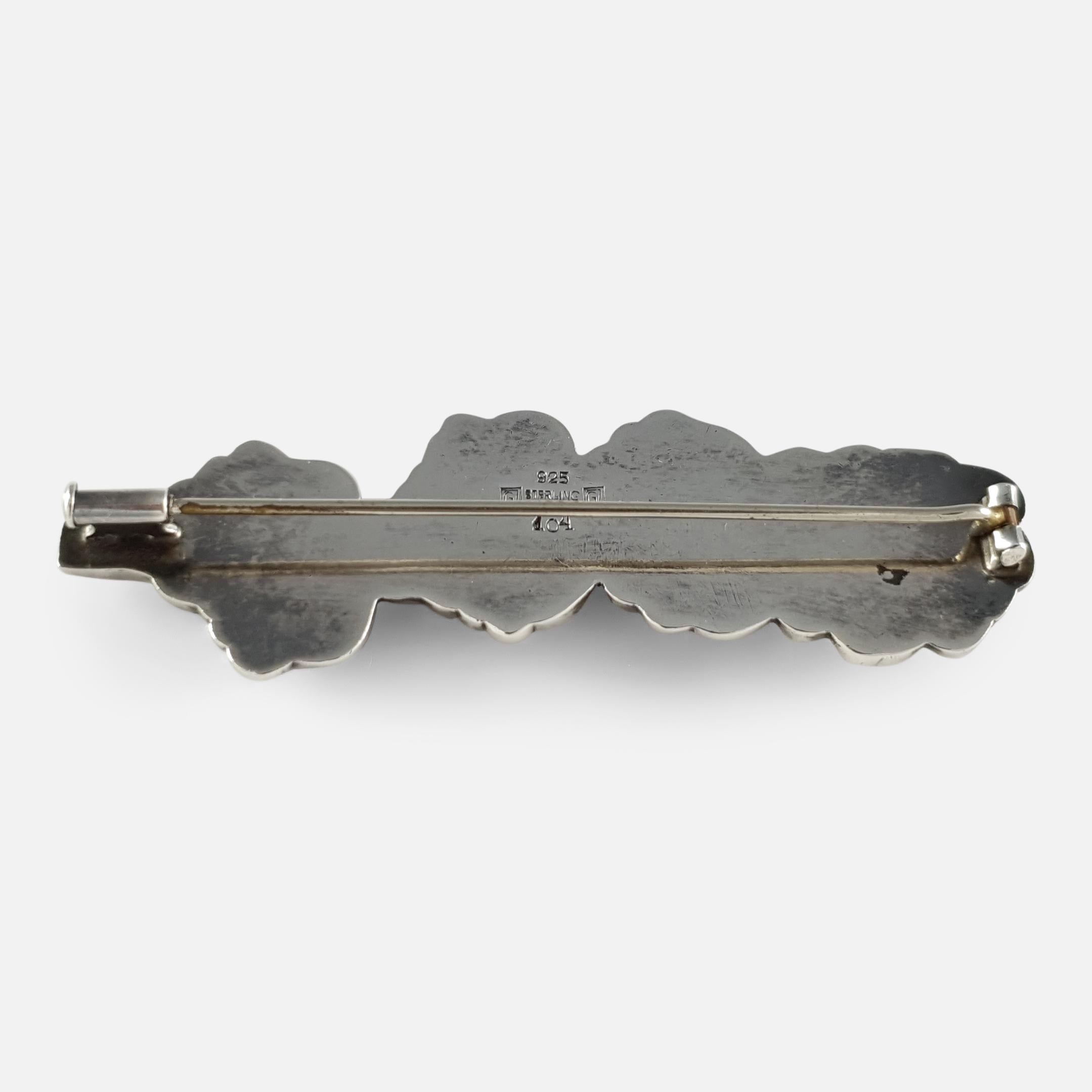 Georg Jensen Silver and Moonstone Foliate Brooch #104, circa 1933-1944 2