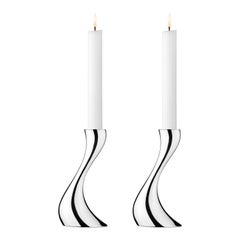 Vintage Georg Jensen Cobra Small Candleholders in Stainless Steel by Constantin Wortmann