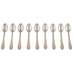 Vintage Georg Jensen Continental 9 Coffee Spoons, Silverware, Hand-Hammered