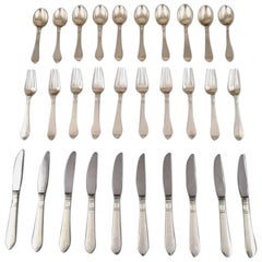 Georg Jensen, Continental "Antik" 10 Pcs, Complete Dinner Silver Service
