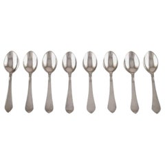 Georg Jensen Continental Cutlery, Eight Dessert Spoons in Sterling Silver