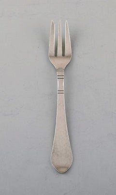 Georg Jensen Continental Cutlery, Six Cake Forks in Hammered Sterling Silver