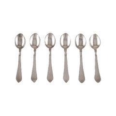 Georg Jensen "Continental" Cutlery, Six Teaspoons in Hammered Sterling Silver