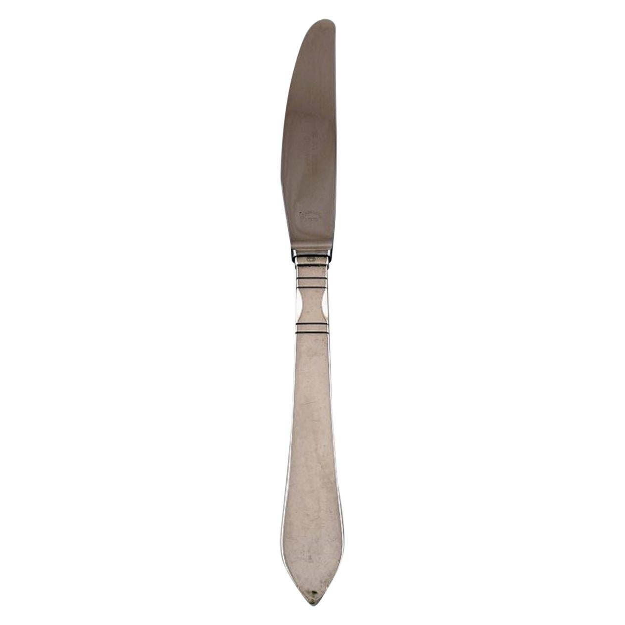 Georg Jensen Continental Dinner Knife in Hammered Sterling Silver, 10 Pieces