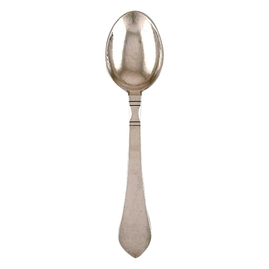 Georg Jensen Continental Dinner Spoon in Hammered Sterling Silver, Eight Pieces