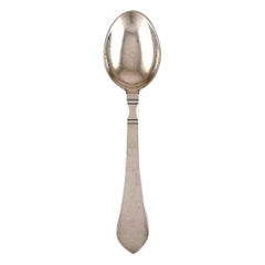 Georg Jensen Continental Dinner Spoon in Hammered Sterling Silver, Eight Pieces