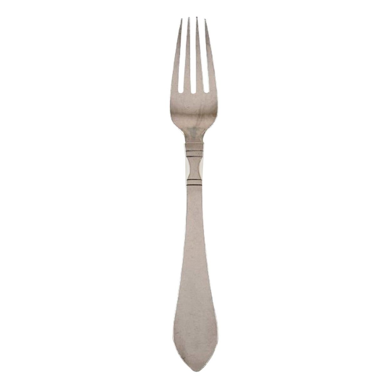 Georg Jensen Continental Lunch Fork in Hammered Sterling Silver For Sale