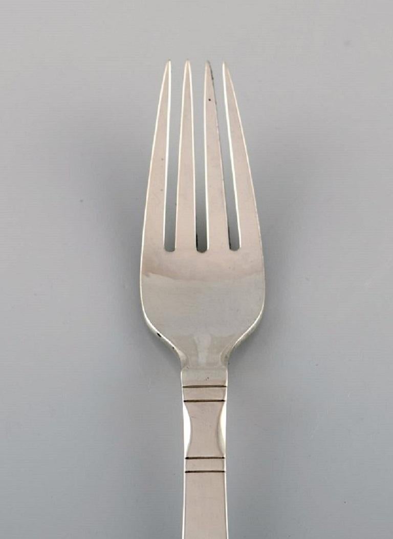 Danish Georg Jensen Continental Lunch Fork in Sterling Silver, Seven Forks Available For Sale
