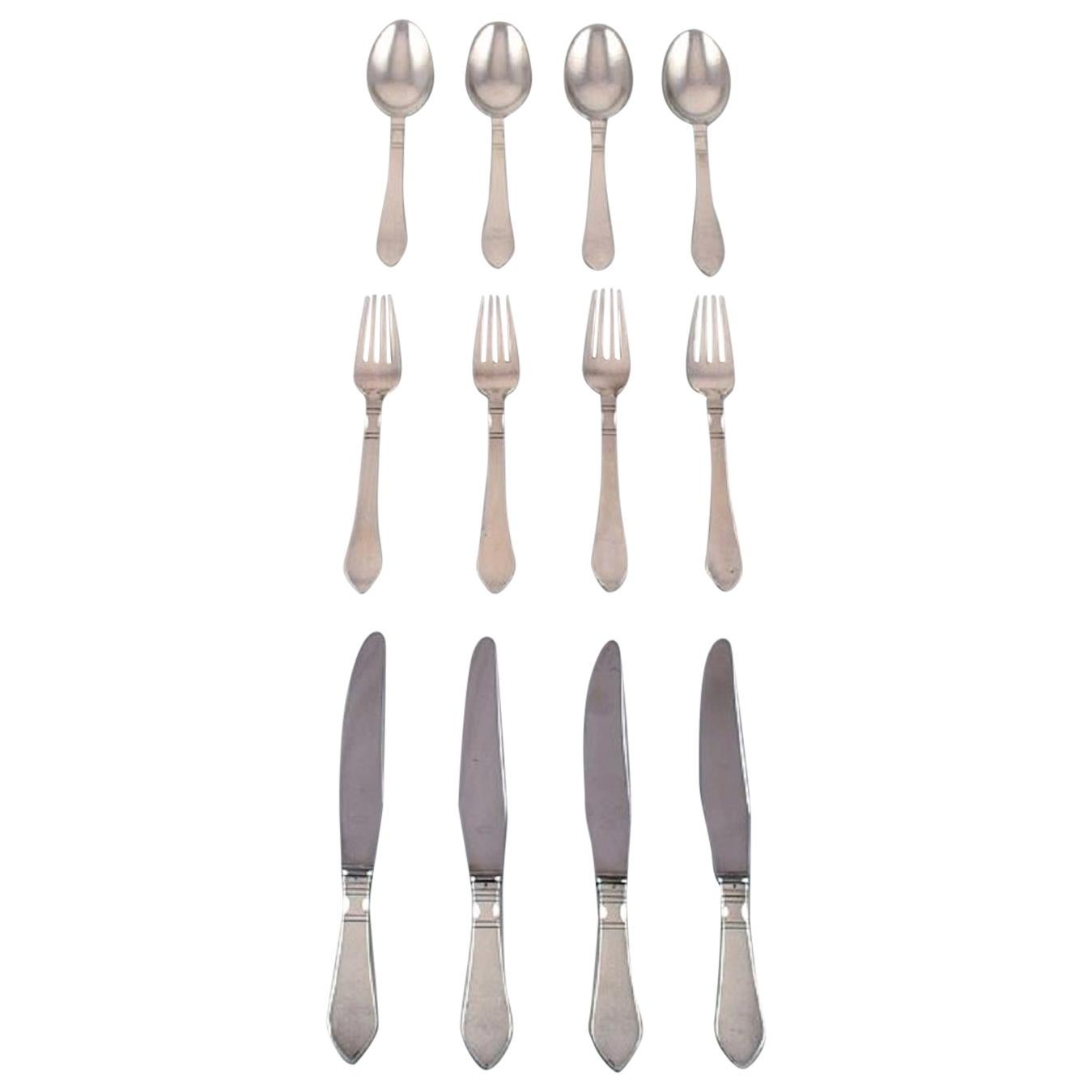 Georg Jensen "Continental" Silver Cutlery, Dinner Service for Four People