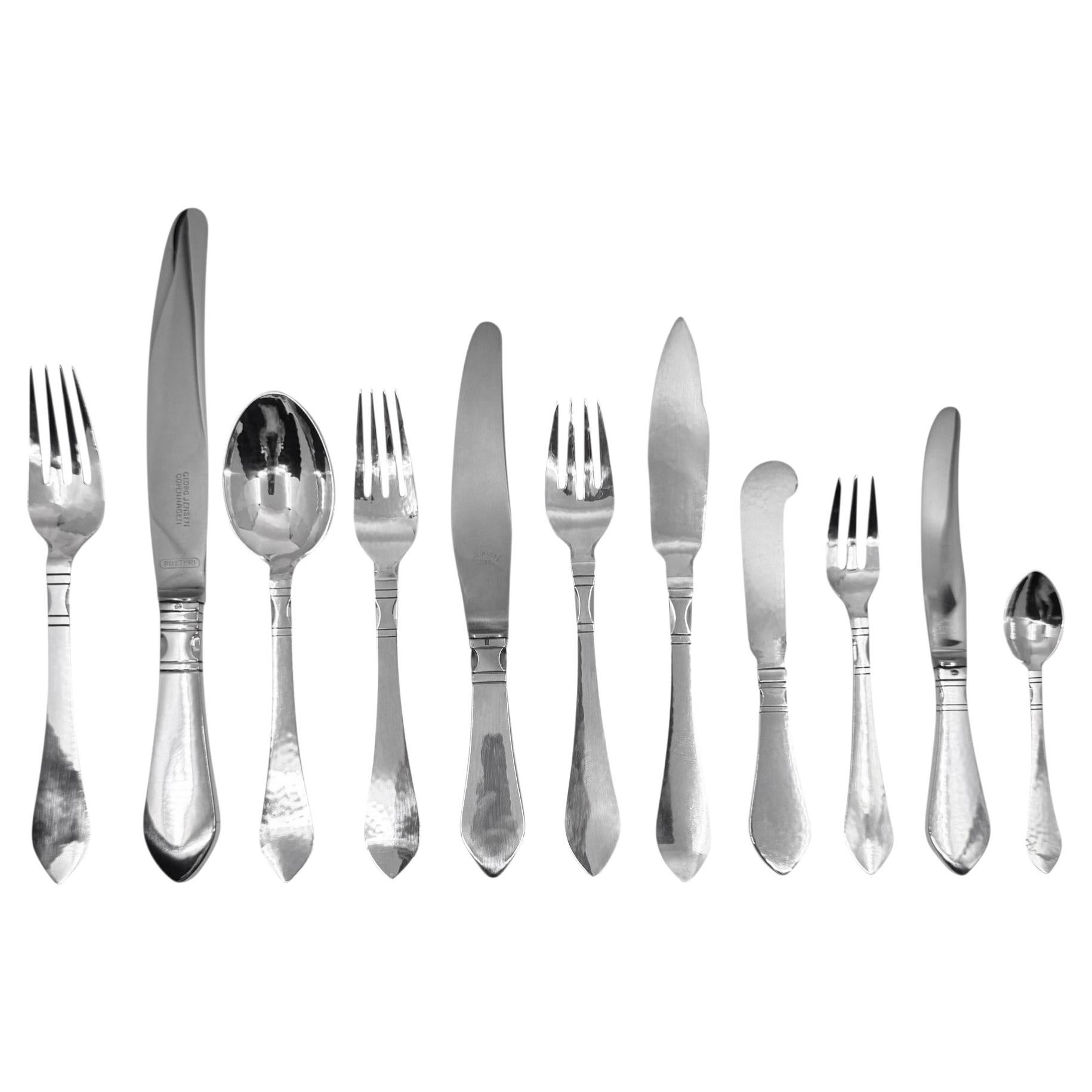 Georg Jensen Continental Silverware Service for 12, 1906 For Sale