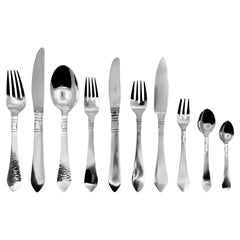 Georg Jensen Continental Silverware Service For Twelve
