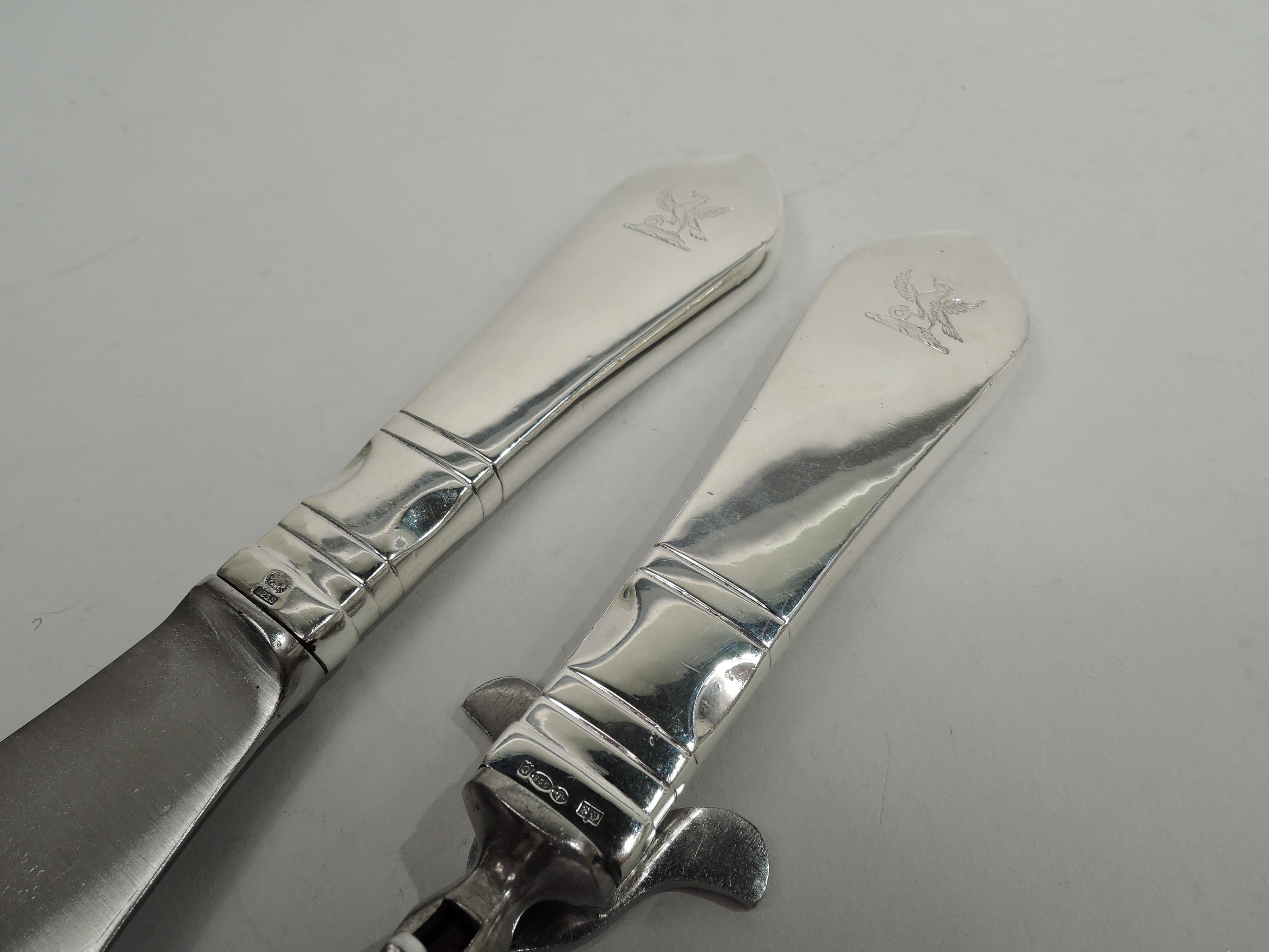 Scandinavian Modern Georg Jensen Continental Sterling Silver Carving Pair