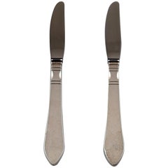 Georg Jensen. Continental, Two Dinner Knife, Silverware, Hand-Hammered