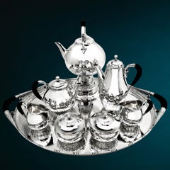 Georg Jensen Cosmos Set à thé et café 8 P en argent sterling 1920, 45 Plateau Denmark