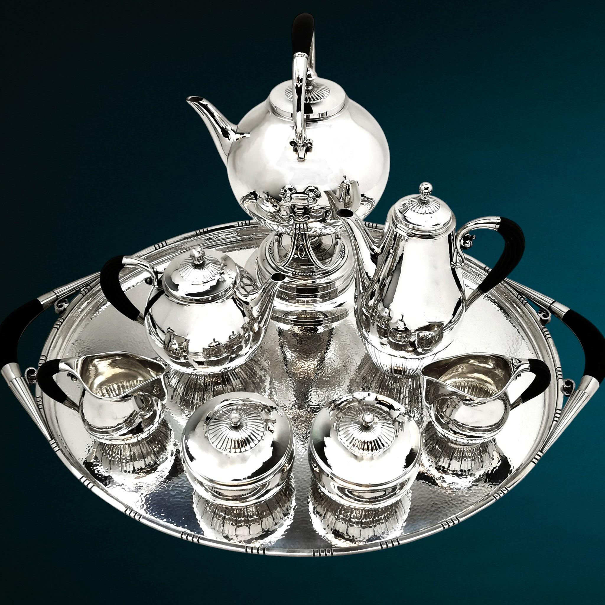 Georg Jensen Cosmos Sterling Silver 8 P Tea and Coffee Set 1920