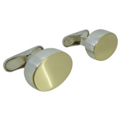 Georg Jensen Cufflinks, Silver with Gold Top, Contemporary Style
