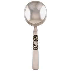 Georg Jensen Cutlery, Scroll, Hammered Sterling Silver, Bouillon Spoon, 3 Pieces