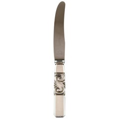 Georg Jensen, Cutlery, Scroll, Hammered Sterling Silver, Fruit Knife, 6 Pieces