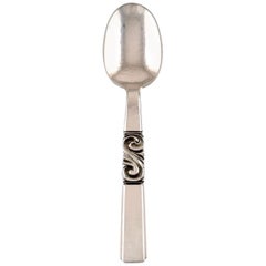 Georg Jensen, Cutlery, Scroll, Hammered Sterling Silver, Tea Spoon, 10 Pieces