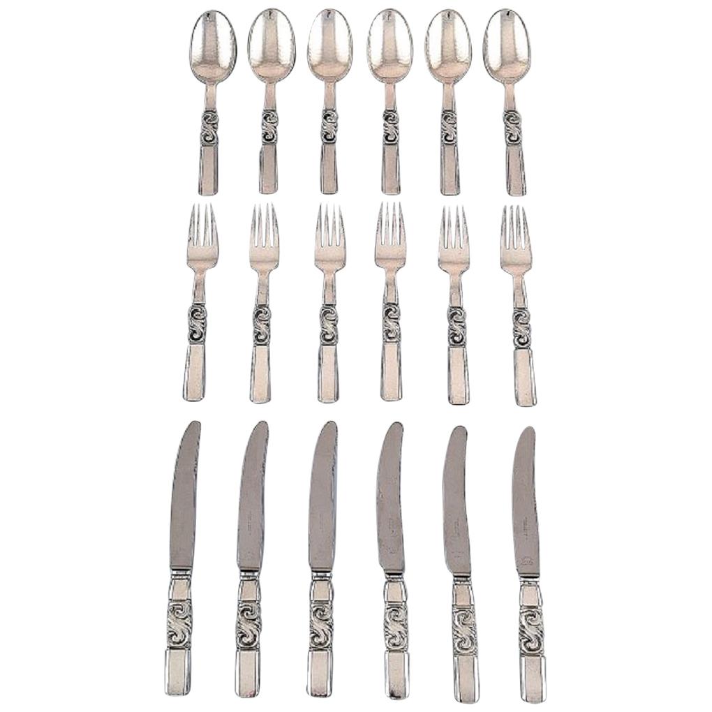 Georg Jensen, Cutlery, Scroll No. 22, Full Lunch Service