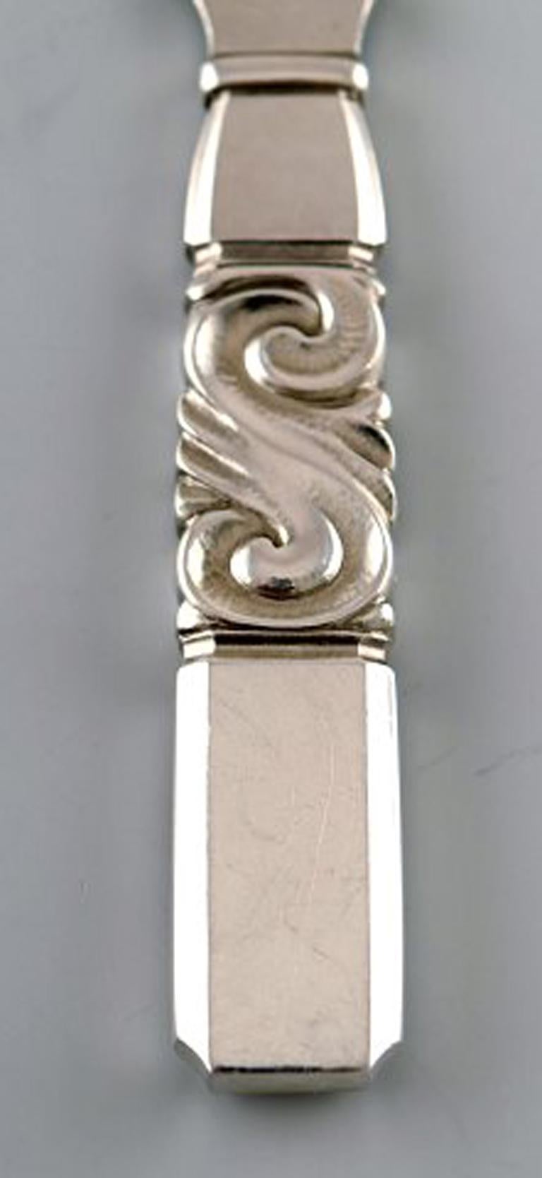Art Deco Georg Jensen, Cutlery, Scroll No. 22, Hammered Sterling Silver, Butter Knife