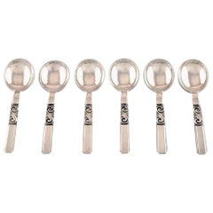 Georg Jensen, Cutlery, Scroll No. 22, Six Bouillon Spoons