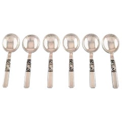 Georg Jensen, Cutlery, Scroll No. 22, Six Bouillon Spoons