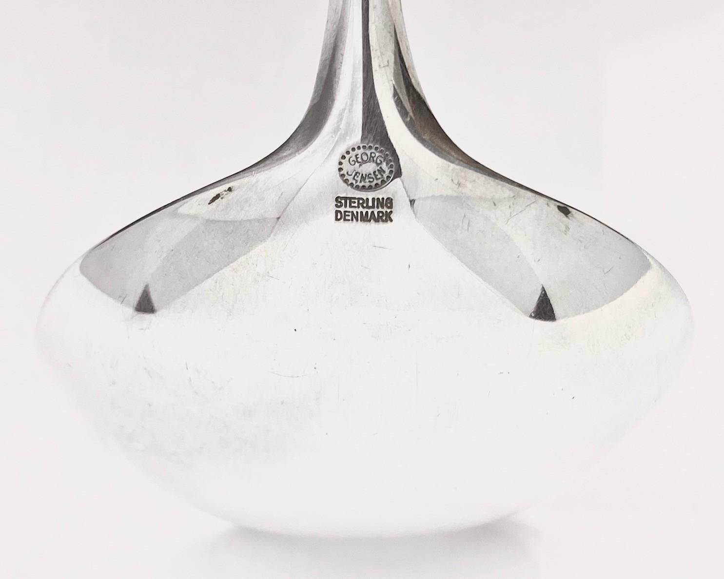 Modern Georg Jensen Cypress Sterling Silver Serving Spoon 115 For Sale