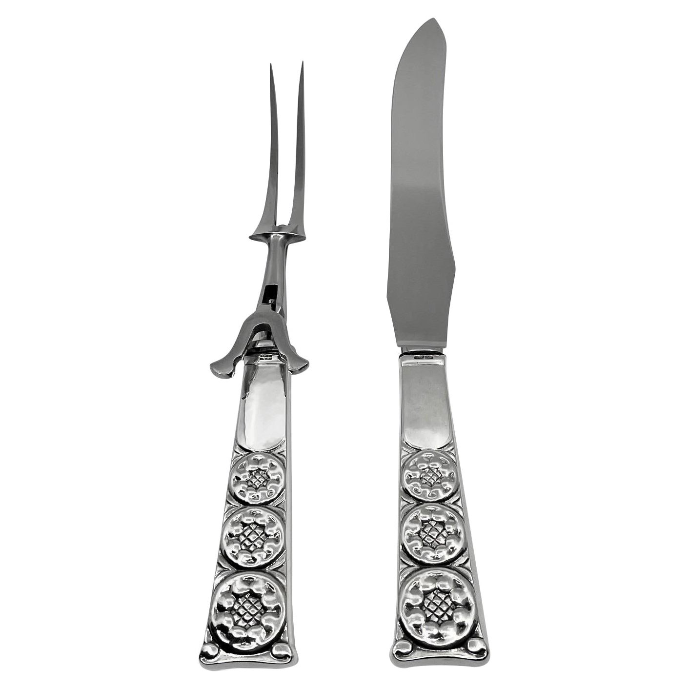 Georg Jensen Dahlia Schnitzerei-Set 243 aus Sterlingsilber