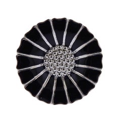Georg Jensen Daisy Black Enamel Sterling Silver Ring