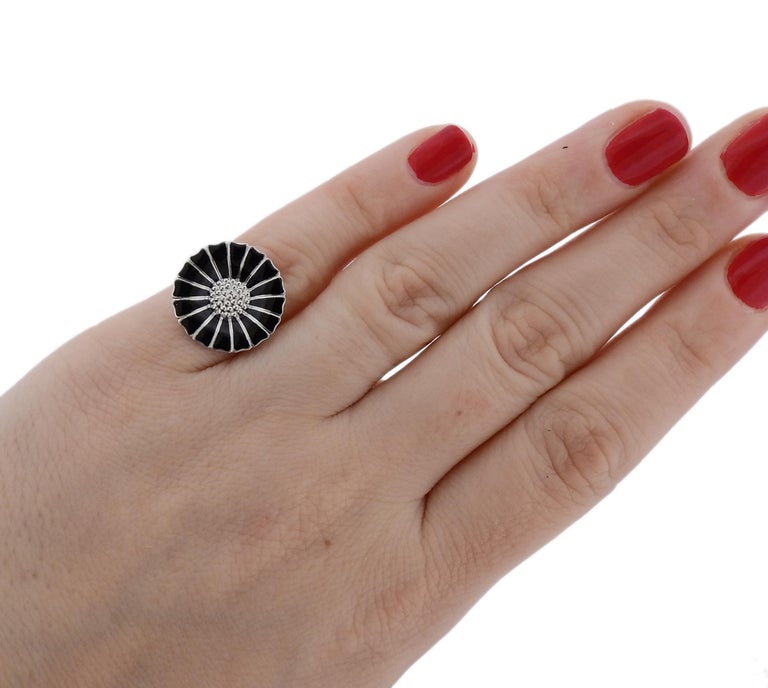 Georg Jensen Daisy Black Enamel Sterling Silver Ring For Sale (Free  Shipping) at 1stDibs | georg jensen daisy ring