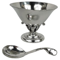 Georg Jensen Danish Modern Sterling Silver Compote & Ladle