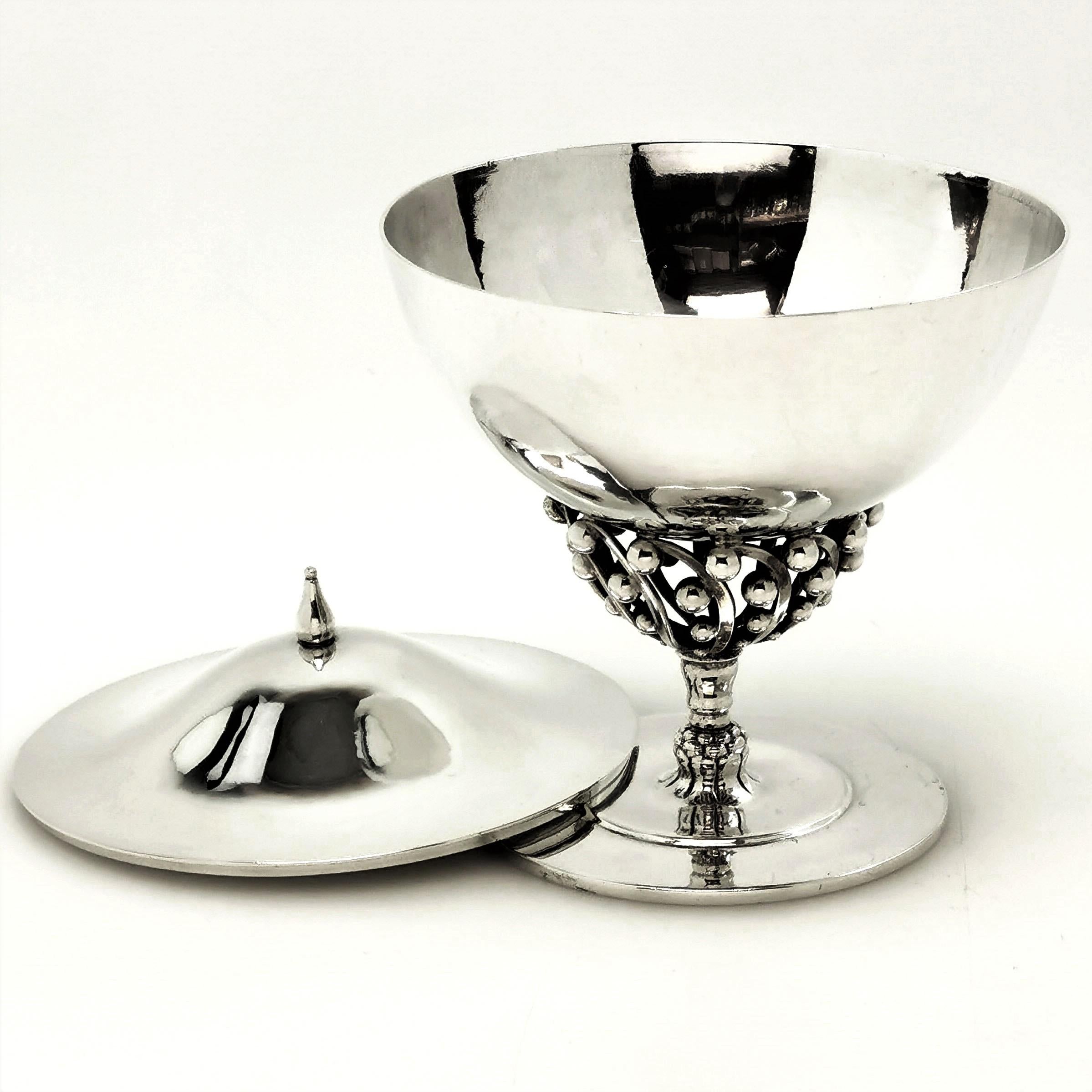 Georg Jensen Danish Silver Dish and Cover / Lidded Bowl, c. 1945-1977 In Good Condition In London, GB