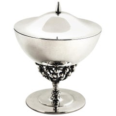 Georg Jensen Danish Silver Dish and Cover / Lidded Bowl, c. 1945-1977